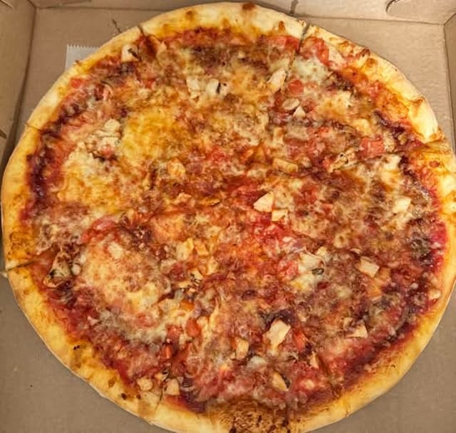 BBQ Chicken & Bacon Pizza.